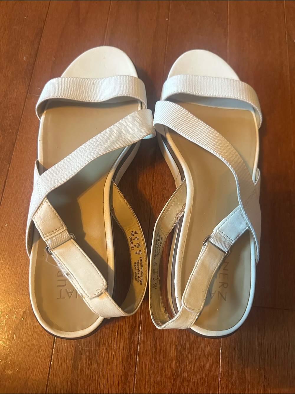 Naturalizer White Strappy Slide Sandals